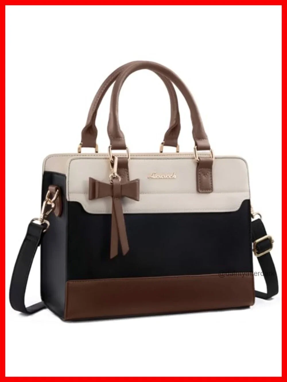 Leather Tote Purse Satchel Handbag with Zipper Bowknot Crossbody Shoulder Bag
